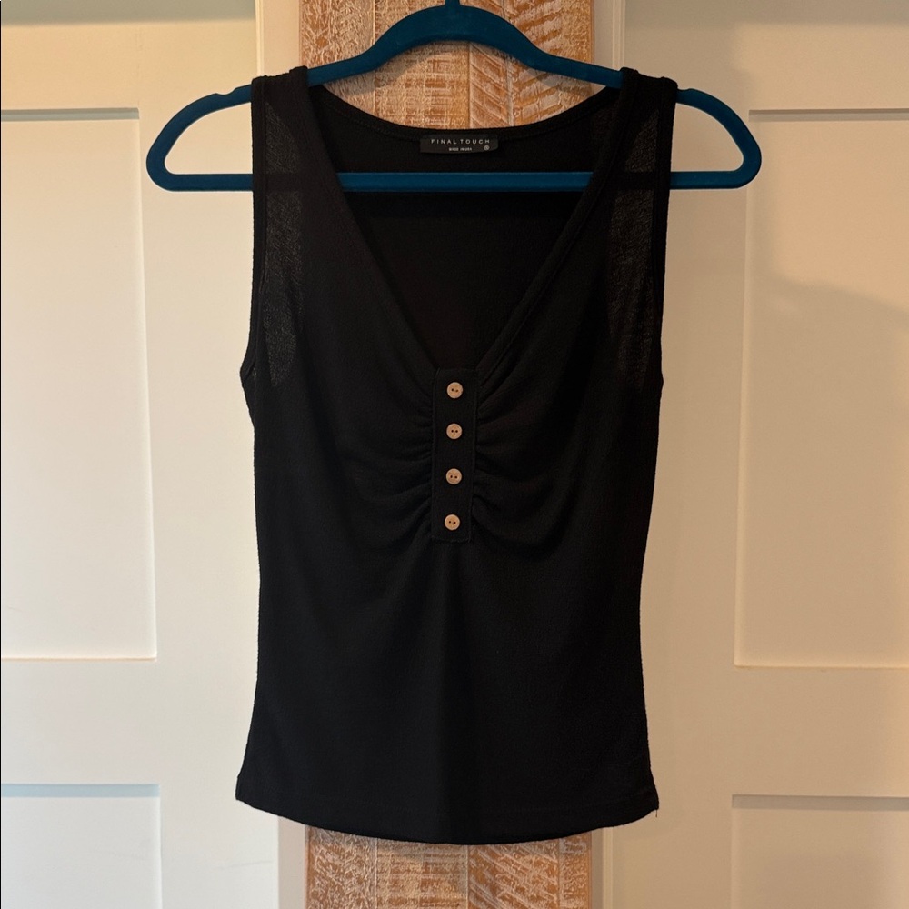 Final Touch Black Button-Front Detail Tank Top